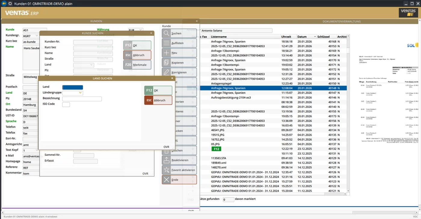 A lookup dialog raised from a ButtonEdit action