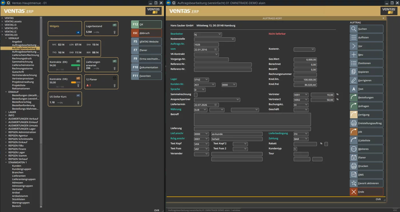 The VDC desktop client rendering a 4GL application